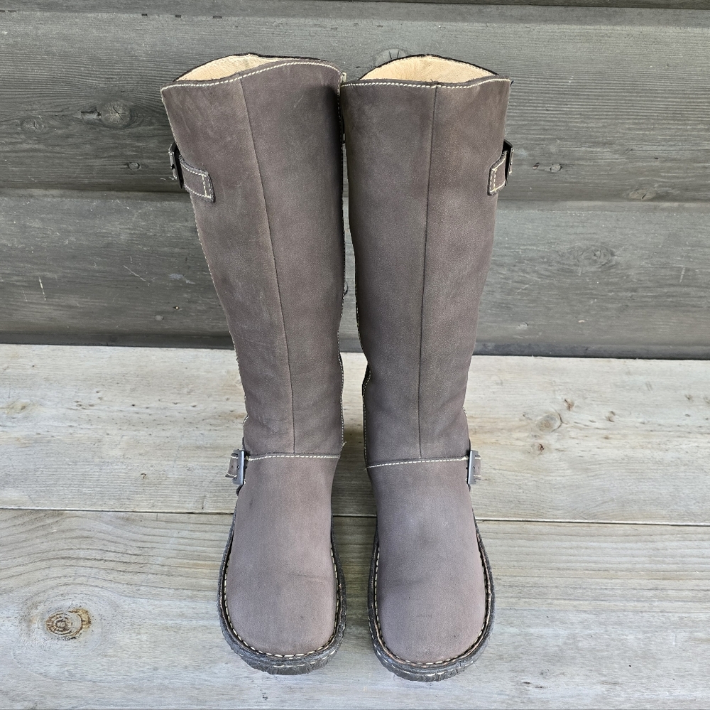 Born Kenya Y2K Boho Moto Minimalist Tall Nubuck Buckle Riding Boots 7M - Picture 7 of 16
